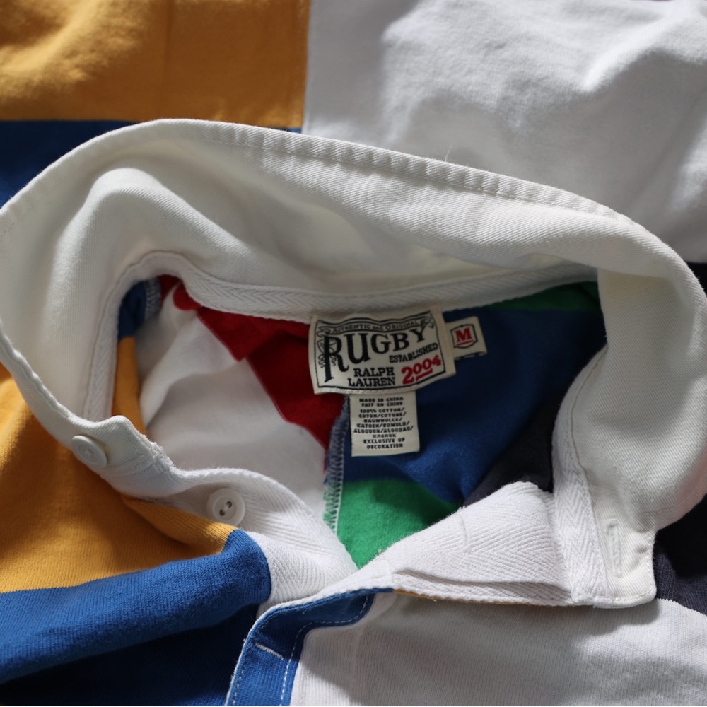Ralph Lauren Multicolor Patchwork Rugby polo Shirt vintage - Picture 4 of 4